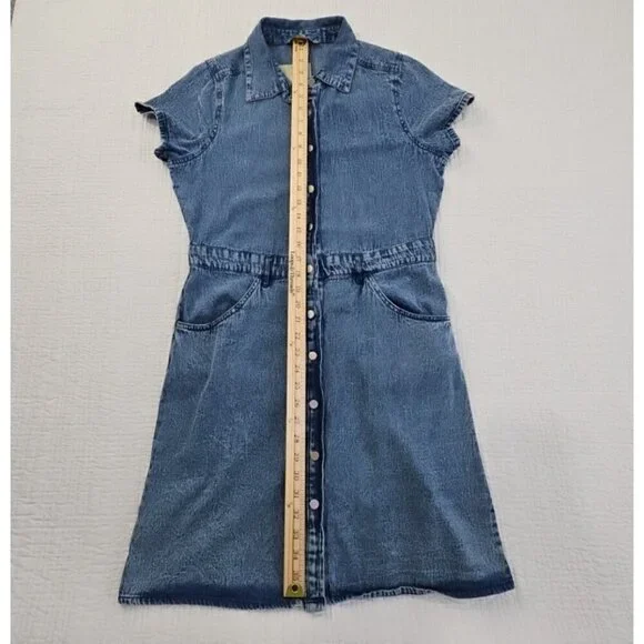 J Gee Chambray Denim Shirt Dress Women's Medium Blue Western Boho Y2K NWT Snaps - Picture 5 of 13